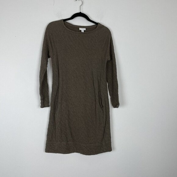 J.Jill Pure jill Woman’s Brown Textured Long Sleeve Sweater Dress Pockets Sz Xs - Picture 1 of 8